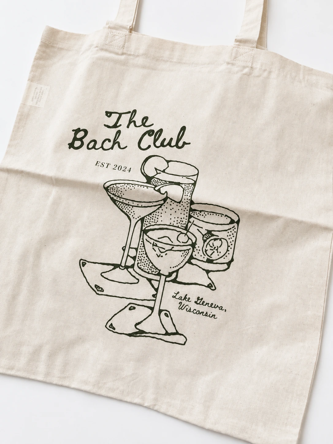 The Bach Club custom tote for a Lake Geneva bachelorette weekend