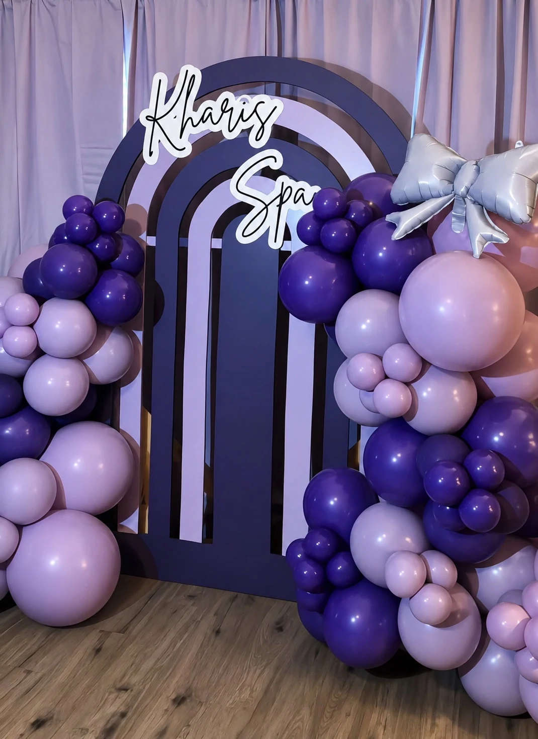 Purple spa party styling