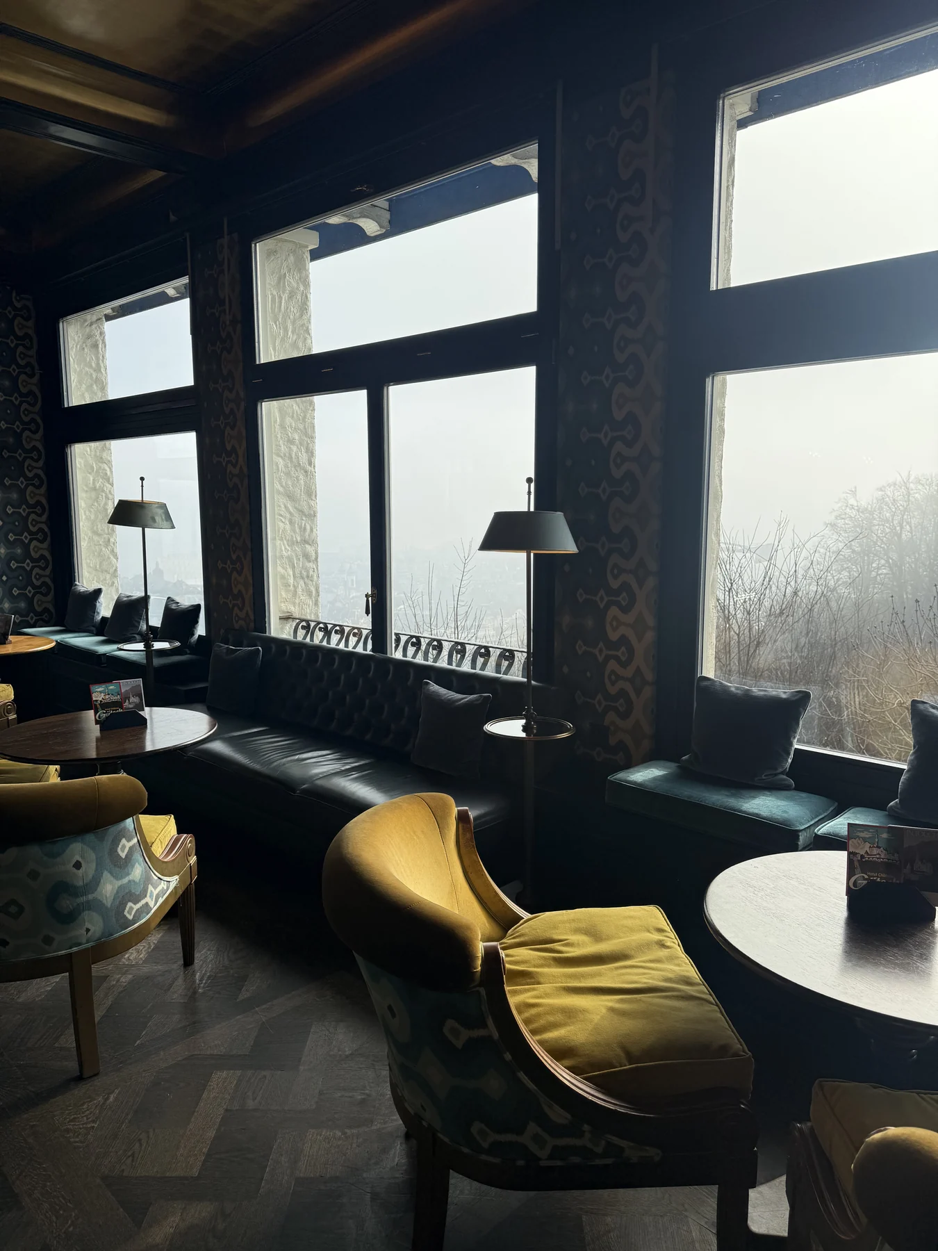 Lounge seating inside Hotel Château Gütsch