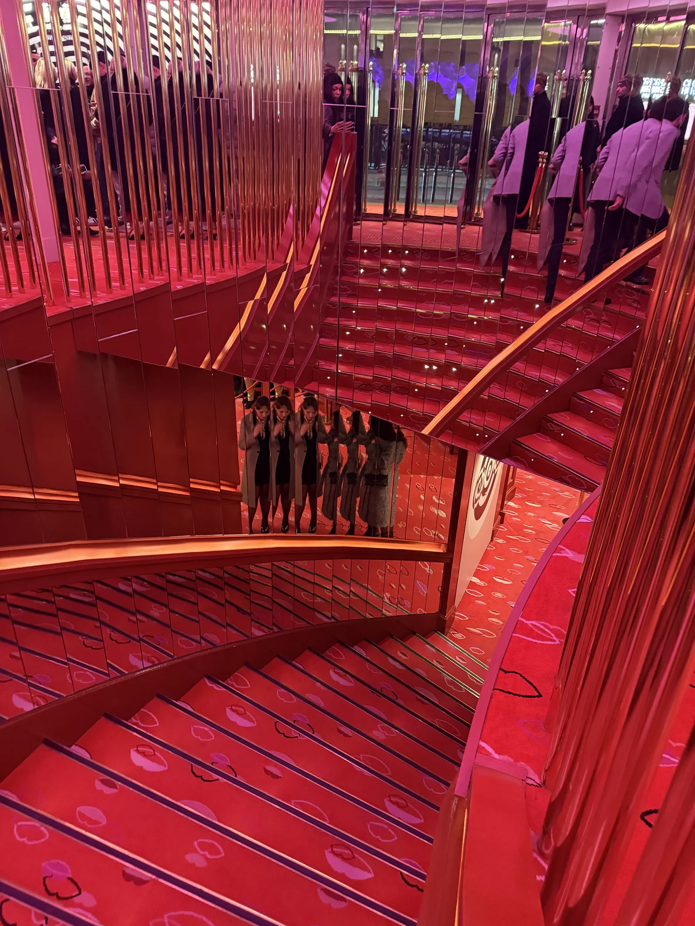 The red staircase at Crazy Horse Paris