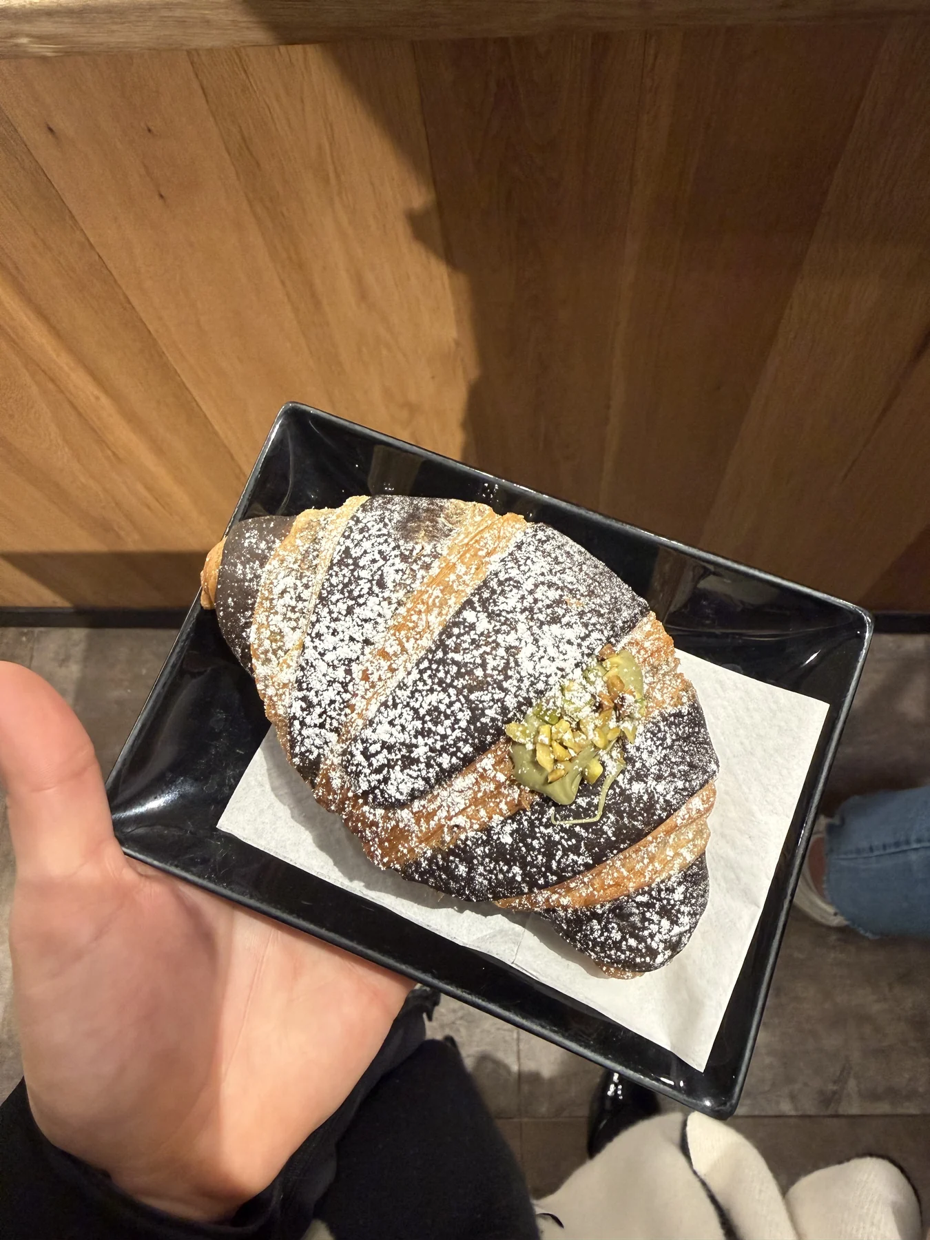 A close view of the Dubai-style croissant in Venice