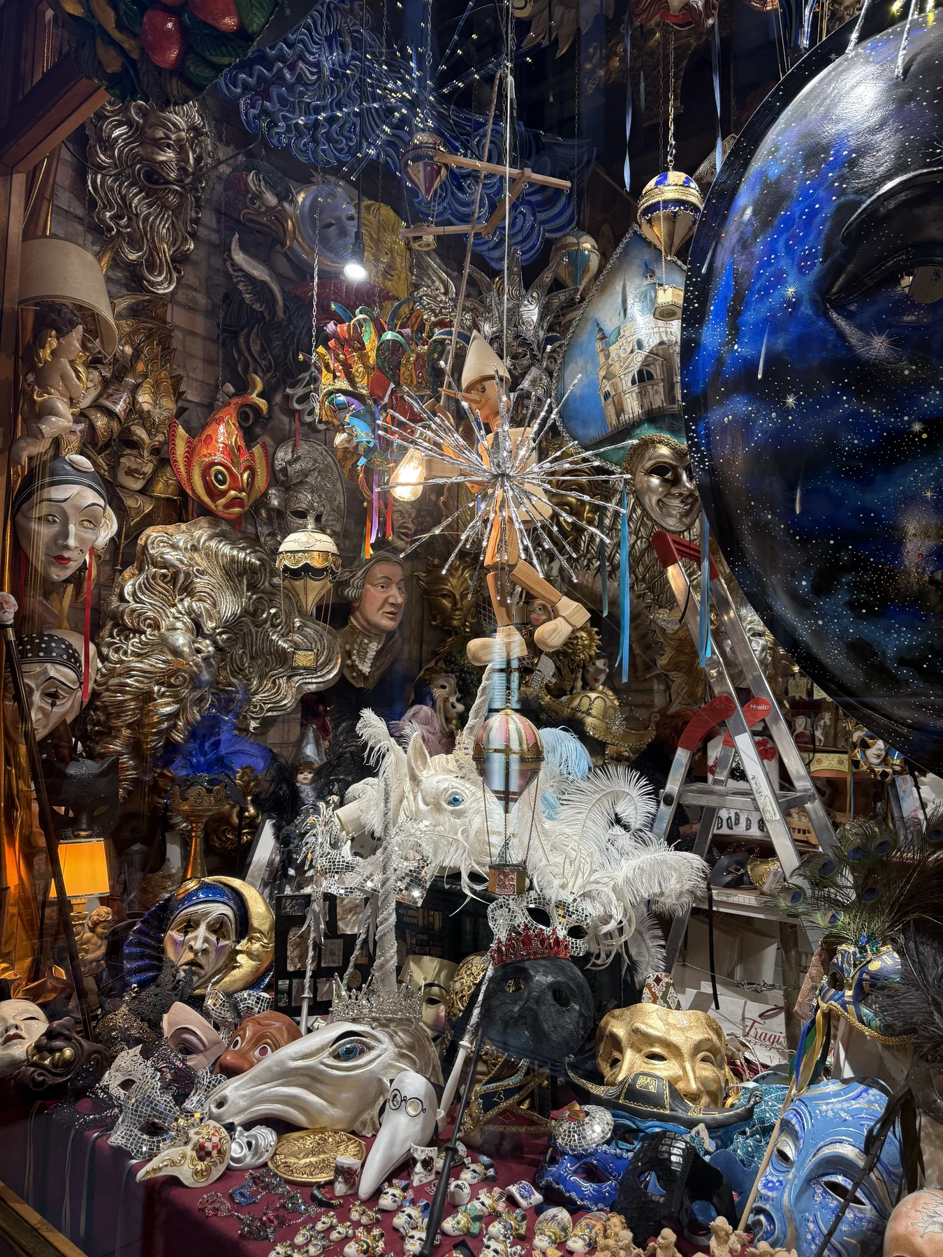 An elaborate mask display in Venice